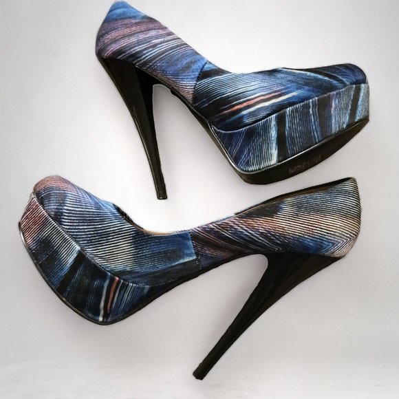 Aldo "Jerolda" Blue Multicolor Platform Stiletto Heels  Size 7 - Picture 3 of 14